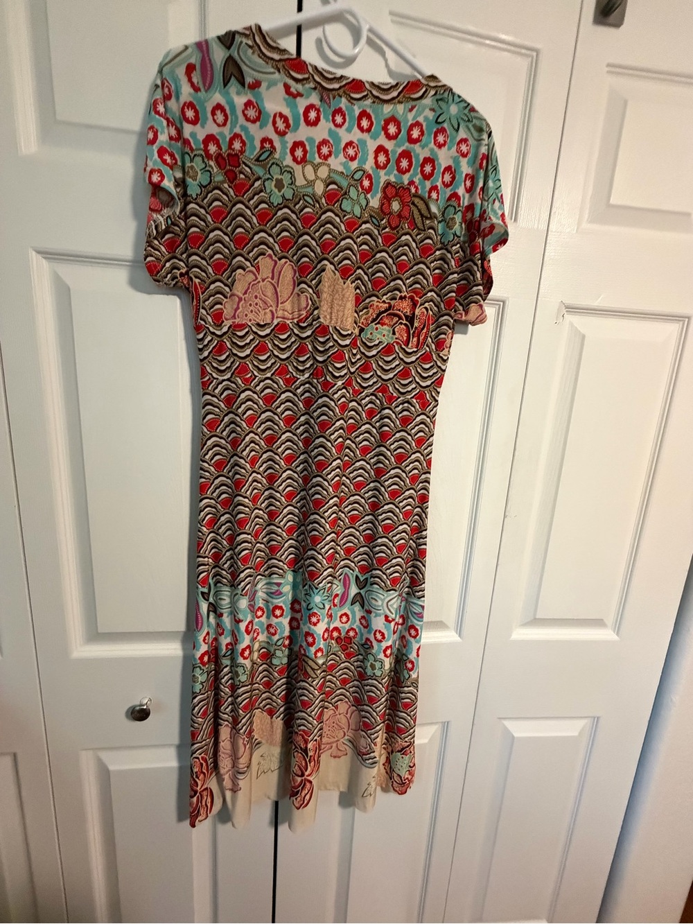 Miss Two Patterned Midi Dress in Aqua and Coral - Picture 5 of 5